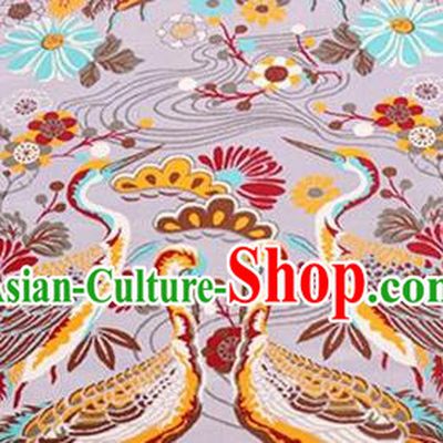 Chinese Traditional Cranes Pattern Design Silk Fabric Pink Brocade Tang Suit Fabric Material