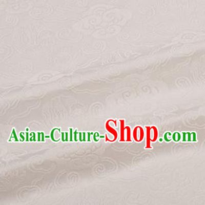 Chinese Traditional Clouds Pattern Design Silk Fabric White Brocade Tang Suit Fabric Material