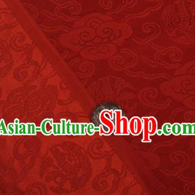 Chinese Traditional Clouds Pattern Design Silk Fabric Red Brocade Tang Suit Fabric Material
