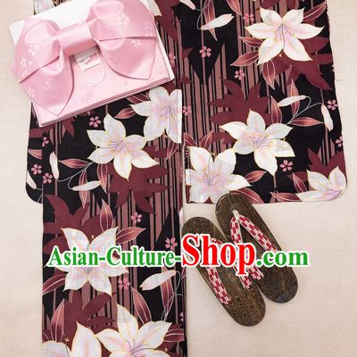 Top Authentic Traditional Japanese Kimonos Kimono Dresses Yukata Clothing Robe Garment Complete Set for Women Ladies Girls