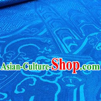 Chinese Traditional Pattern Design Blue Brocade Hanfu Silk Fabric Tang Suit Fabric Material