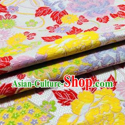 Chinese Traditional Yellow Peony Pattern Design Brocade Silk Fabric Tang Suit Fabric Material