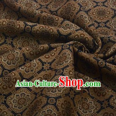 Chinese Traditional Pattern Design Satin Silk Fabric Deep Brown Song Brocade Tang Suit Drapery Material