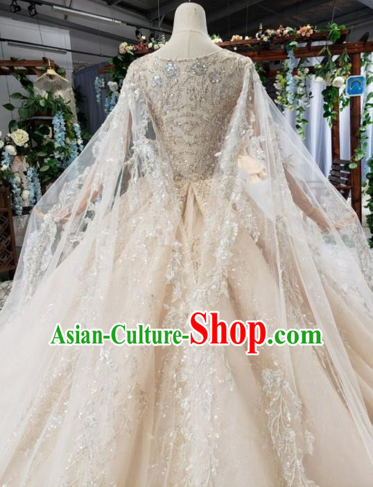 Top Grade Customize Bride Champagne Full Dress Court Princess Wedding Costume for Women Top Grade Customize Bride Champagne Full Dress Court Princess Wedding Costume for Women