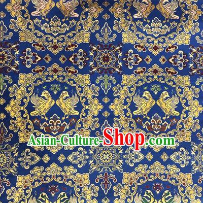 Chinese Traditional Pattern Design Silk Fabric Royalblue Brocade Tang Suit Drapery Material