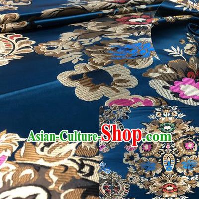 Chinese Traditional Hanfu Silk Fabric Classical Pattern Design Navy Nanjing Brocade Tang Suit Fabric Material