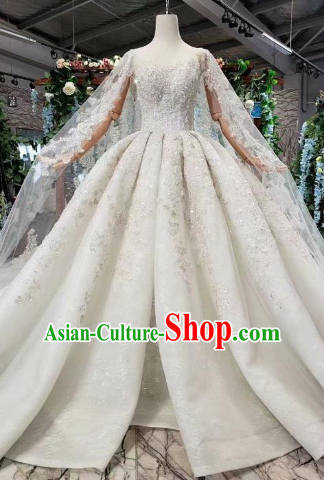 Handmade Customize Bride Embroidered Trailing Full Dress Court Princess Wedding Costume for Women Handmade Customize Bride Embroidered Trailing Full Dress Court Princess Wedding Costume for Women