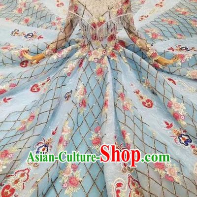 Top Grade Customize Catwalks Blue Veil Full Dress Court Princess Waltz Dance Costume for Women