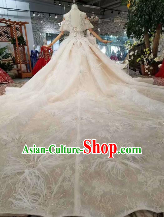Customize Handmade Princess Feather Trailing Dress Wedding Court Bride Costume for Women Customize Handmade Princess Feather Trailing Dress Wedding Court Bride Costume for Women