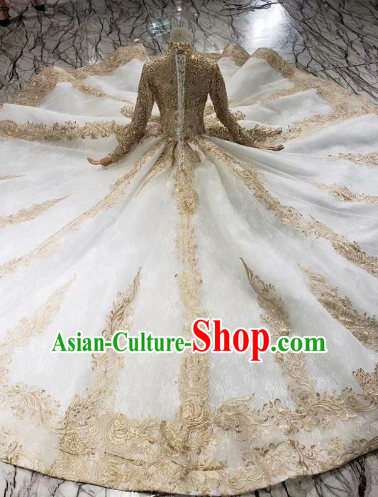 Handmade Customize Embroidered Court Trailing Wedding Dress Princess Bride Costume for Women Handmade Customize Embroidered Court Trailing Wedding Dress Princess Bride Costume for Women