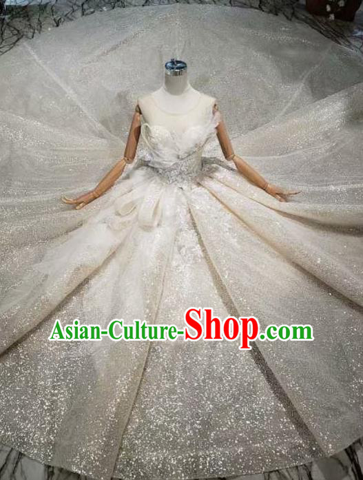 Handmade Customize Princess Shimmer Trailing Wedding Dress Court Bride Embroidered Costume for Women Handmade Customize Princess Shimmer Trailing Wedding Dress Court Bride Embroidered Costume for Women