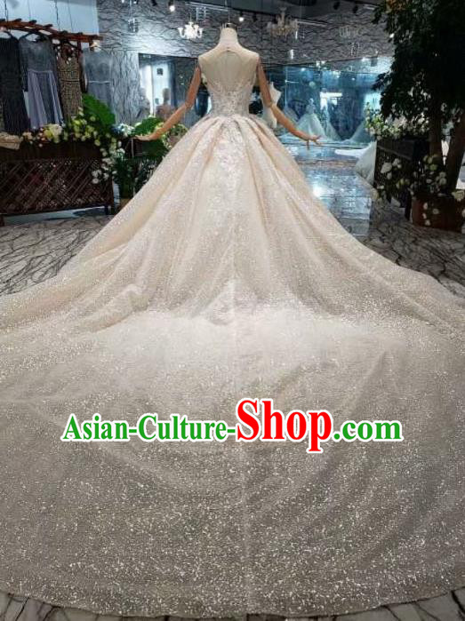 Handmade Customize Princess Shimmer Trailing Wedding Dress Court Bride Embroidered Costume for Women Handmade Customize Princess Shimmer Trailing Wedding Dress Court Bride Embroidered Costume for Women