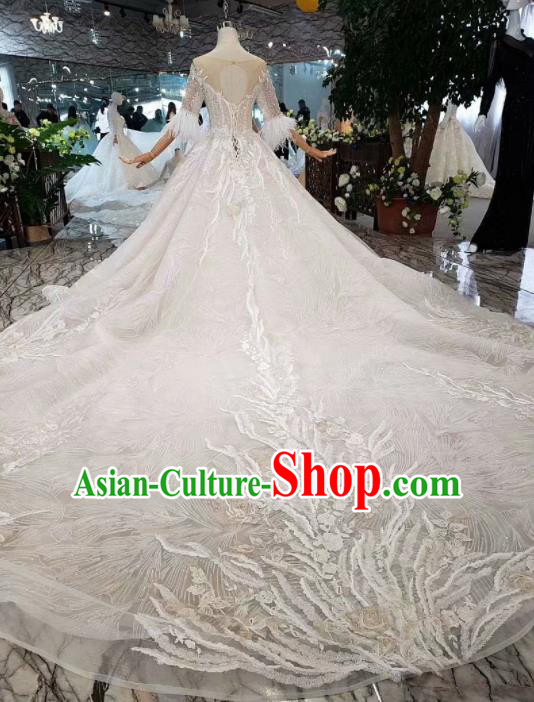 Handmade Customize Princess Trailing Wedding Dress Court Bride Embroidered Costume for Women Handmade Customize Princess Trailing Wedding Dress Court Bride Embroidered Costume for Women