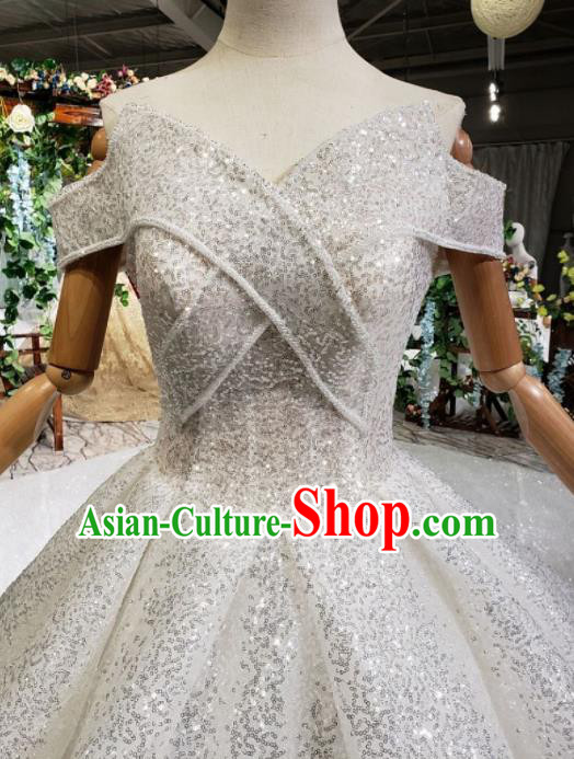 Handmade Customize Princess Diamante Trailing Wedding Dress Court Bride Embroidered Costume for Women Handmade Customize Princess Diamante Trailing Wedding Dress Court Bride Embroidered Costume for Women