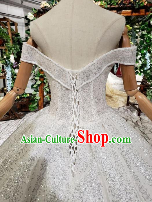 Handmade Customize Princess Diamante Trailing Wedding Dress Court Bride Embroidered Costume for Women Handmade Customize Princess Diamante Trailing Wedding Dress Court Bride Embroidered Costume for Women