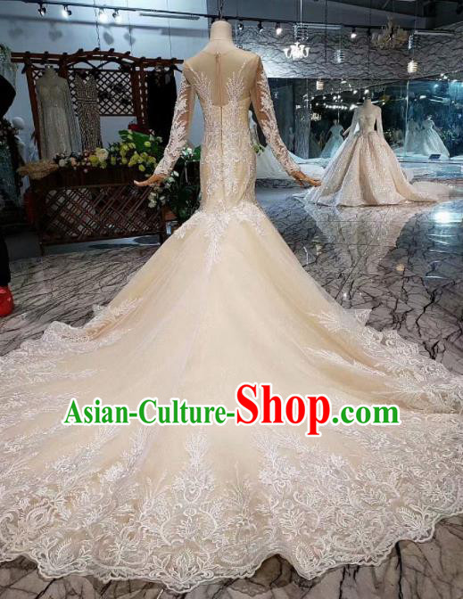 Handmade Customize Princess Mermaid Trailing Wedding Dress Court Bride Embroidered Costume for Women Handmade Customize Princess Mermaid Trailing Wedding Dress Court Bride Embroidered Costume for Women