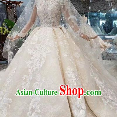 Handmade Customize Princess Lace Wedding Mullet Dress Court Bride Embroidered Costume for Women