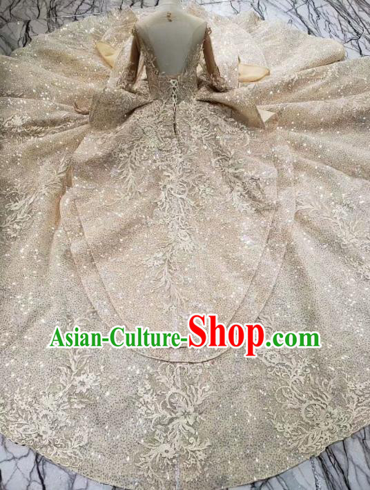 Handmade Customize Princess Champagne Wedding Mullet Dress Court Bride Embroidered Costume for Women Handmade Customize Princess Champagne Wedding Mullet Dress Court Bride Embroidered Costume for Women