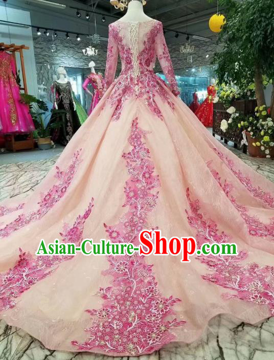 Top Grade Customize Pink Full Dress Court Princess Waltz Dance Costume for Women