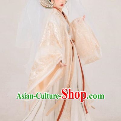 Asian Chinese Jin Dynasty Court Lady Historical Costume Ancient Royal Princess Traditional Hanfu Dress for Women