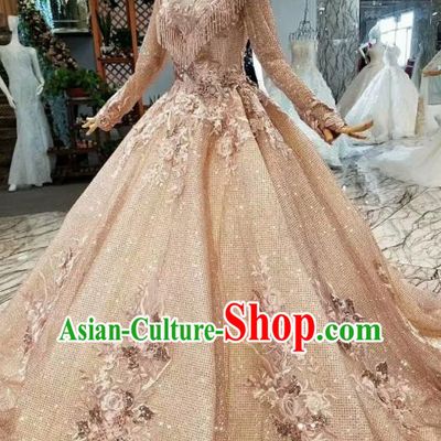 Customize Modern Fancywork Court Embroidered Full Dress Top Grade Waltz Dance Costume for Women
