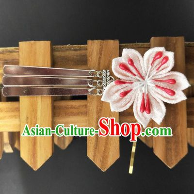 Japanese Traditional Kimono Hair Accessories Japan Geisha White Sakura Hair Stick for Women