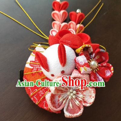 Japanese Traditional Kimono Hair Accessories Japan Geisha Red Fan Hair Claw for Women