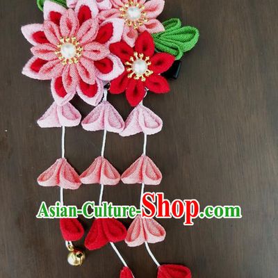 Traditional Japan Geisha Sakura Tassel Hair Claw Japanese Kimono Hair Accessories for Women