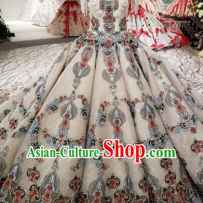 Top Grade Court Handmade Embroidered Full Dress Customize Modern Fancywork Waltz Dance Costume for Women