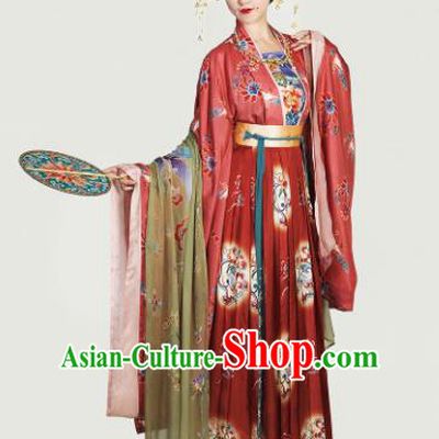 Traditional Chinese Tang Dynasty Imperial Empress Embroidered Hanfu Dress Ancient Drama Court Lady Historical Costume for Women