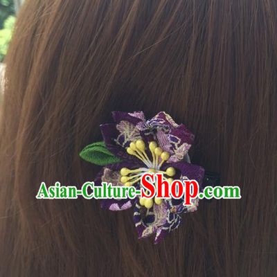 Traditional Japan Deep Purple Sakura Hair Claw Japanese Kimono Hair Accessories for Women