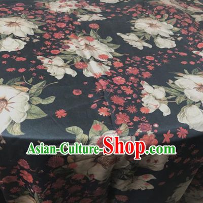 Asian Chinese Traditional Flowers Pattern Design Black Brocade Fabric Silk Fabric Chinese Fabric Asian Material