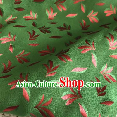 Asian Chinese Traditional Leaf Pattern Design Green Brocade Fabric Silk Fabric Chinese Fabric Asian Material