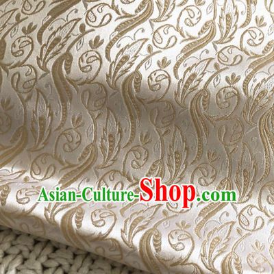 Asian Chinese Traditional Grass Pattern Design White Brocade Fabric Silk Fabric Chinese Fabric Asian Material