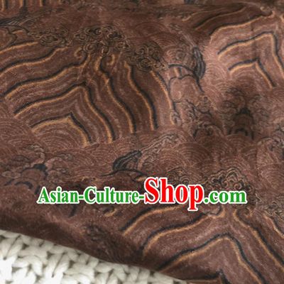 Asian Chinese Traditional Waves Pattern Design Brown Brocade Fabric Silk Fabric Chinese Fabric Asian Material