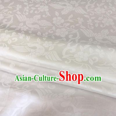 Asian Chinese Traditional Bird Flowers Pattern Design White Brocade Fabric Silk Fabric Chinese Fabric Asian Material