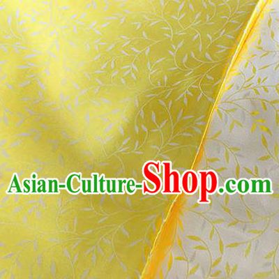 Asian Chinese Traditional Willow Branch Pattern Design Yellow Brocade Fabric Silk Fabric Chinese Fabric Asian Material