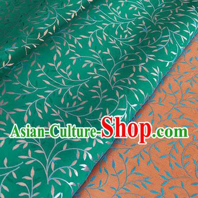 Asian Chinese Traditional Willow Branch Pattern Design Green Brocade Fabric Silk Fabric Chinese Fabric Asian Material