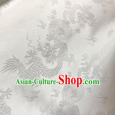 Asian Chinese Traditional Dragons Pattern Design White Brocade Fabric Silk Fabric Chinese Fabric Asian Material