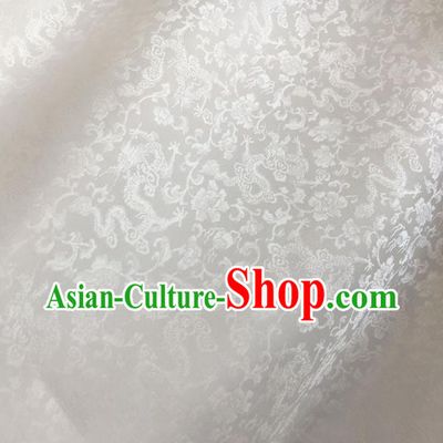 Asian Chinese Traditional Dragons Peony Pattern Design White Brocade Fabric Silk Fabric Chinese Fabric Asian Material