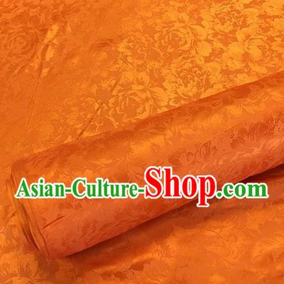 Asian Chinese Traditional Peony Pattern Design Orange Brocade Fabric Silk Fabric Chinese Fabric Asian Material
