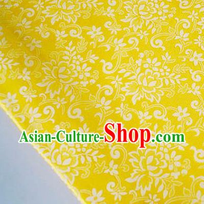 Asian Chinese Traditional Bauhinia Pattern Design Yellow Brocade Fabric Silk Fabric Chinese Fabric Asian Material