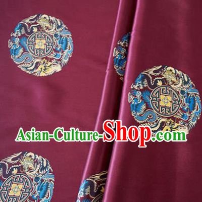 Asian Chinese Traditional Dragon Phoenix Pattern Design Wine Red Brocade Fabric Silk Fabric Chinese Fabric Asian Material