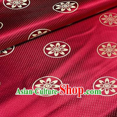 Asian Chinese Traditional Windmill Flowers Pattern Design Purplish Red Brocade Fabric Silk Fabric Chinese Fabric Asian Material