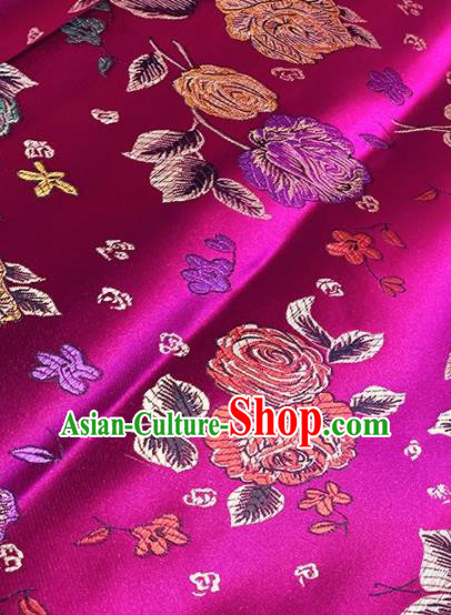 Asian Chinese Traditional Roses Pattern Design Rosy Brocade Fabric Silk Fabric Chinese Fabric Asian Material Asian Chinese Traditional Roses Pattern Design Rosy Brocade Fabric Silk Fabric Chinese Fabric Asian Material