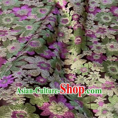 Asian Chinese Traditional Green Flowers Pattern Design Brocade Fabric Silk Fabric Chinese Fabric Asian Material