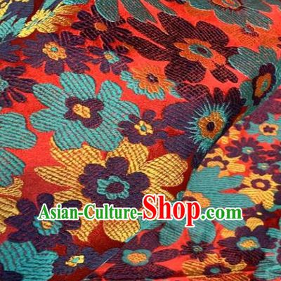 Asian Chinese Traditional Blue Flowers Pattern Design Brocade Fabric Silk Fabric Chinese Fabric Asian Material