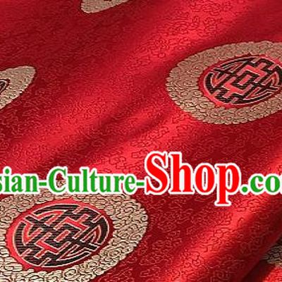Asian Chinese Traditional Longevity Pattern Design Red Brocade Fabric Silk Fabric Chinese Fabric Asian Material