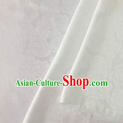 Asian Chinese Traditional Roses Pattern Design White Brocade Fabric Silk Fabric Chinese Fabric Asian Material