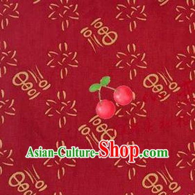 Asian Chinese Traditional Lucky Character Pattern Design Tibetan Robe Red Brocade Fabric Silk Fabric Chinese Fabric Asian Material